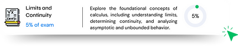 Study button for AP Calculus BC Unit 1: Limits and Continuity -- 5% of the exam. Links to free Thea study kit.