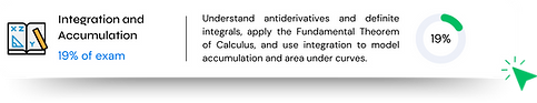 Study button for AP Calculus BC Unit 6: Integration and Accumulation of Change -- 19% of the exam. Links to free Thea study